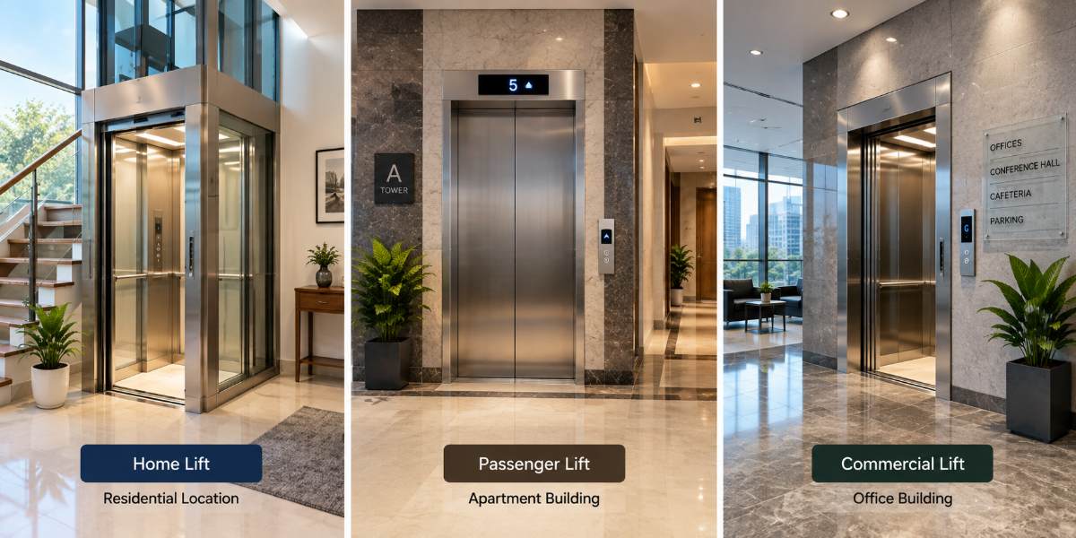 Different lift types with their required Elevator Shaft Dimensions